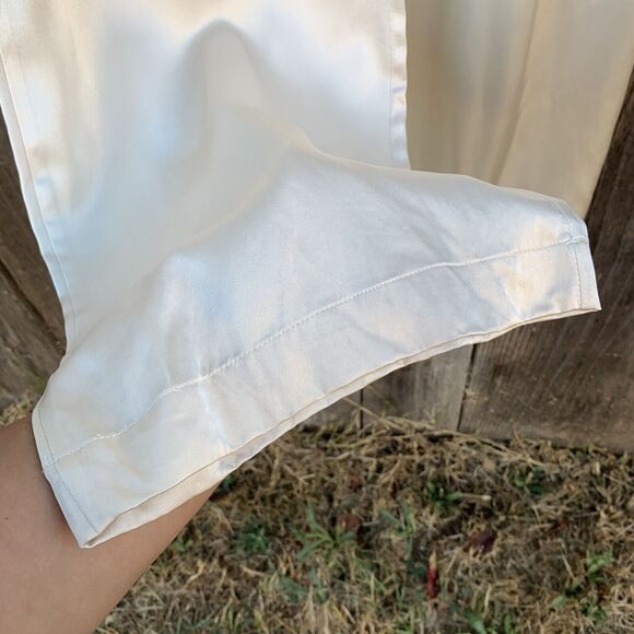 ZARA Pants Womens Sz Medium Ivory Lingerie Satin Cream High Rise Elastic Waist - Picture 6 of 13